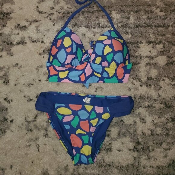 Aerie Blue Stony Push Up Bra Bikini || Like New Sm - Picture 1 of 8